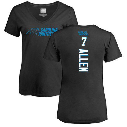 Carolina Panthers Black Women Kyle Allen Backer NFL Football #7 T Shirt